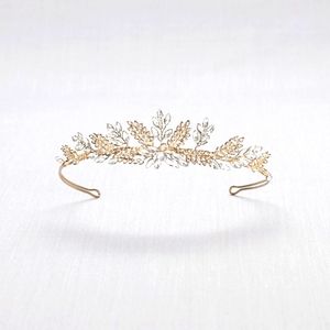 David's Bridal Gilded Sprigs Crystal Tiara